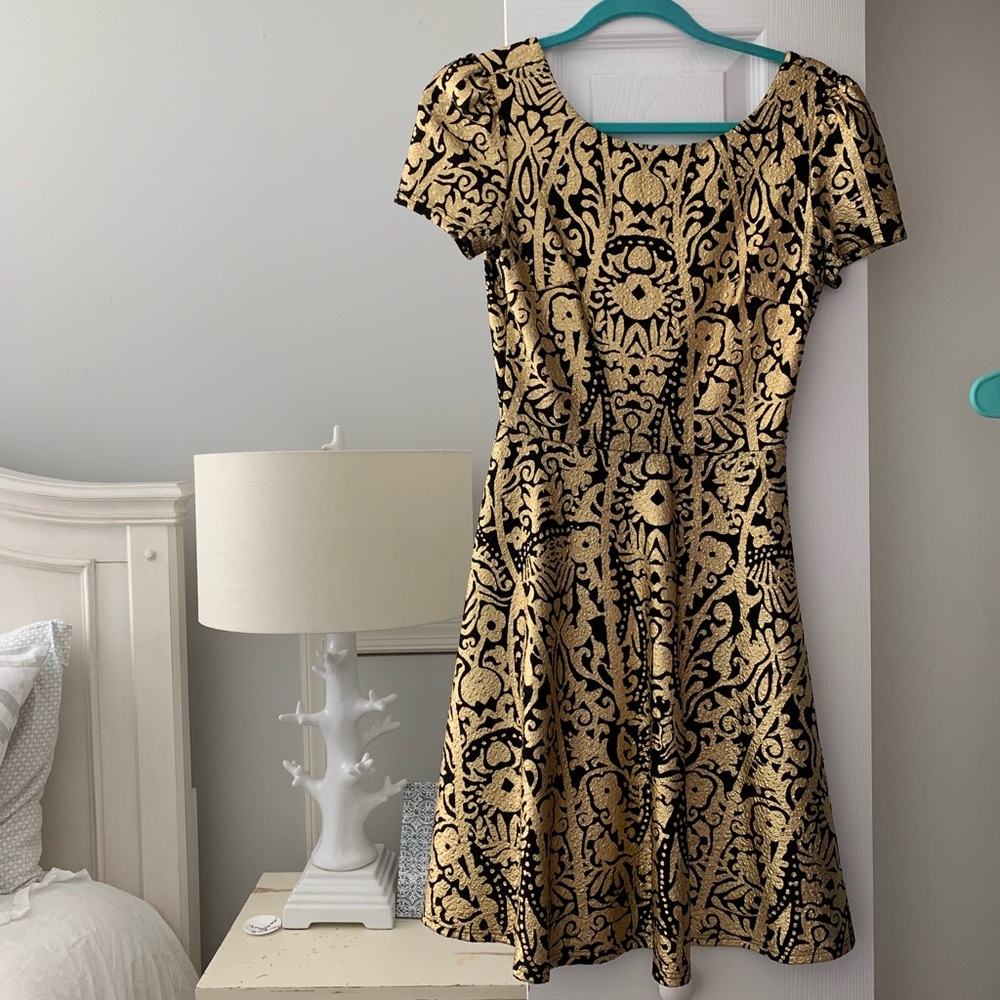 Ark & Co Black and Gold Mini Dress